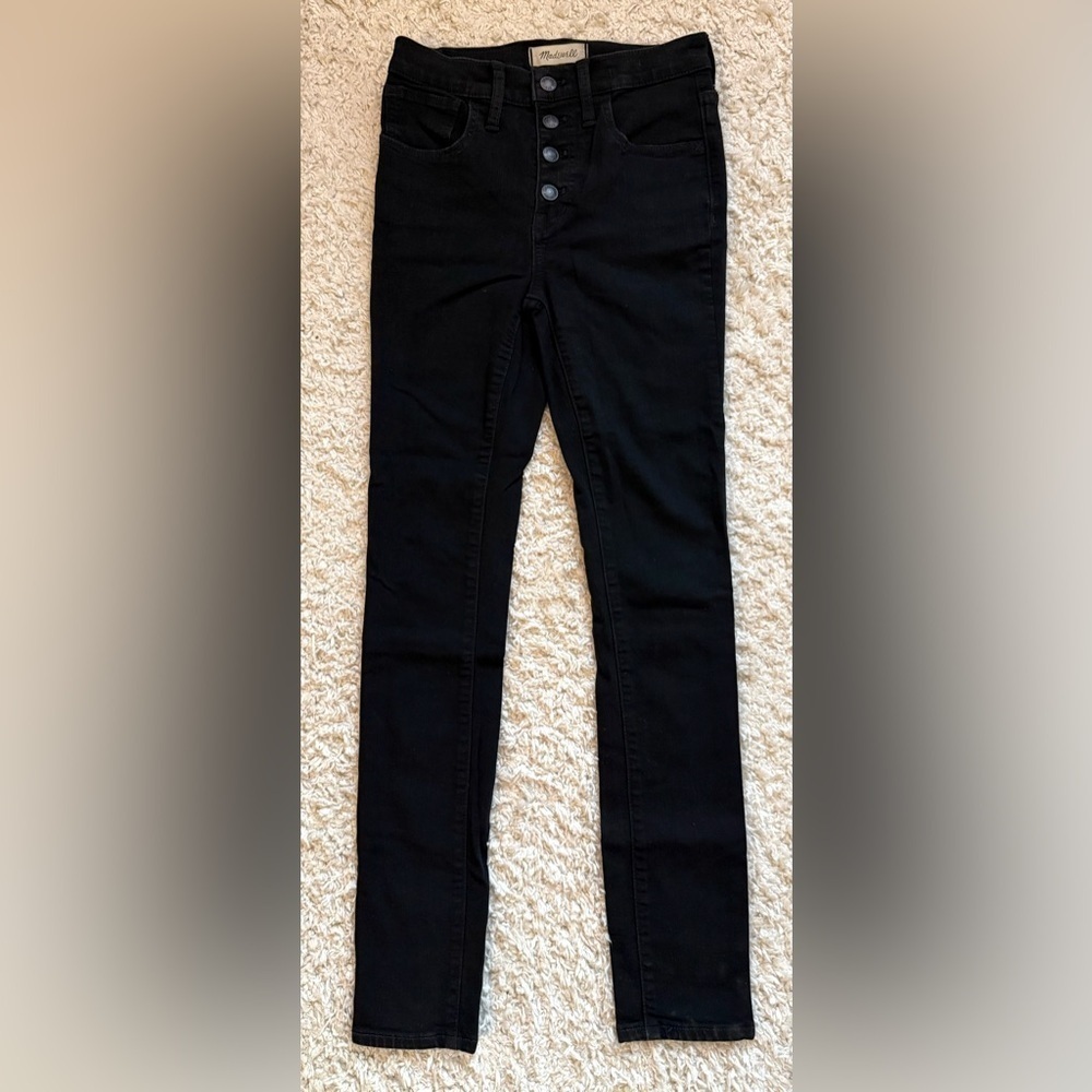 Madewell 9” Mid Rise Skinny Jeans Size 24 Black EUC